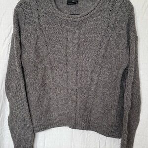 esmara Cropped Cable Knit Sweater Roll Neck Charcoal Gray Wool Blend  Sz 8/10